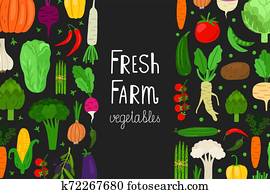 Fresh menu, vegetables banner vector template. Vegan food background Fresh menu, vegetables banner vector template. Vegan food background