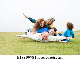 Happy family playing at park