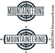Mountaineering vector logo and labels set. Mountaineering vector logo and labels set.
