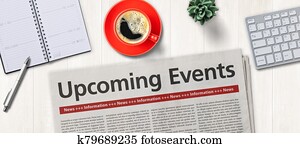 Newspaper on a desk - Upcoming events Newspaper on a desk - Upcoming events