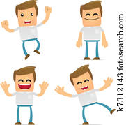 set of funny cartoon casual man