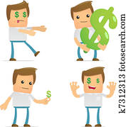 set of funny cartoon casual man