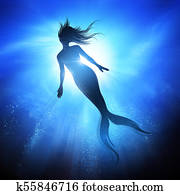 Swimming Mermaid Under The Waves Swimming Mermaid Under The Waves