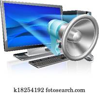 Computer megaphone concept Computer megaphone concept