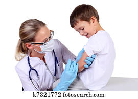 doutor, fazendo, vacina, injeção, para, criança