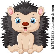 חמוד, ציור היתולי, קיפוד, ילד