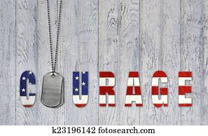 צבא, כלב, פתקים, עם, דגלל, אומץ