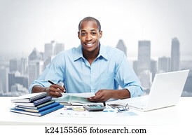 African-American black businessman in office. African-American black businessman in office.
