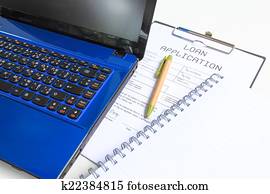 computer notebook with loan application