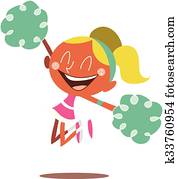 loura, cheerleader, pular, e, alegrando