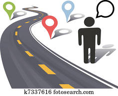 persona, carretera, viaje, a, lado del camino, lugar, marcadores