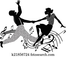 Retro dancing silhouette