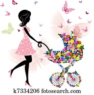 young mother with a stroller young mother with a stroller