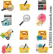 벡터, e-commerce, 아이콘, 세트