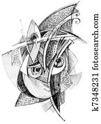 abstract unusual pencil drawing  