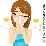 alergia, sofrimento, mulher