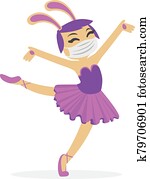 Bunny Ballerina Dancing and Wearing a Mask Bunny Ballerina Dancing and Wearing a Mask
