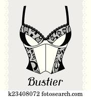 bustier., עצב, לבני נשים, כרטיס, עם, נקבה, underwear.