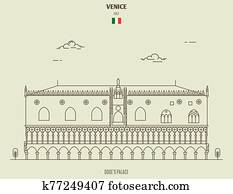 Doge's Palace in Venice, Italy. Landmark icon Doge's Palace in Venice, Italy. Landmark icon