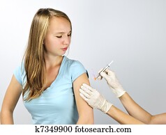 Girl getting flu shot