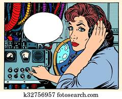 Girl radio space communications with astronauts Girl radio space communications with astronauts