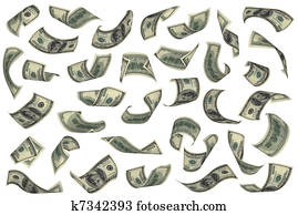 Hundred dollar bills falling