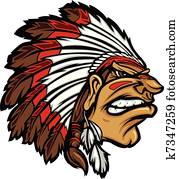 Indian Chief Mascot Head Cartoon Ve Indian Chief Mascot Head Cartoon Ve