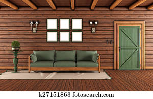 Living room of a wooden house Living room of a wooden house