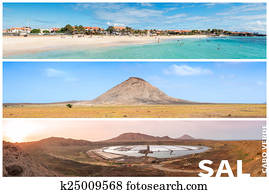 Picture montage of Sal island landscapes  in Cape Verde archipel