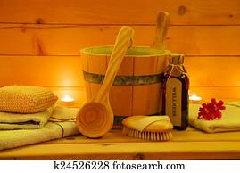 sauna, acessórios, jogo