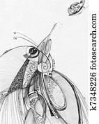 unusual abstract pencil drawing