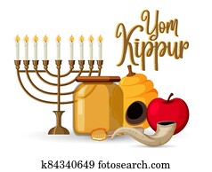 יום כיפור, לוגו, כרטיס של דש, דפוסית, או, רקע