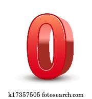 3d shiny red number 0