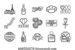 bundle of bastille day icons bundle of bastille day icons