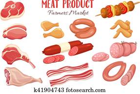 gastronomic, מוצרים של בשר, ב, ציור היתולי, style.