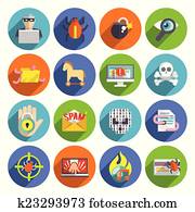 Hacker icons flat set Hacker icons flat set
