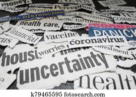 korona, virus, zeitung, schlagzeilen