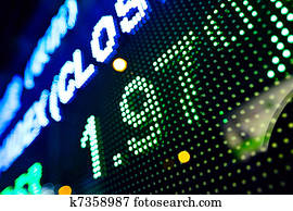 led display at night with stock infomation abstract