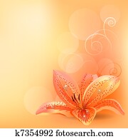 licht, pastellhintergrund, mit, orange lilie licht, pastellhintergrund, mit, orange lilie