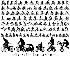 radfahrer, silhouetten, sammlung radfahrer, silhouetten, sammlung