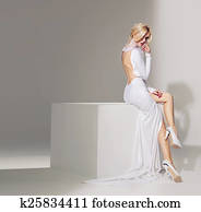 Sensual blonde tempting a man Sensual blonde tempting a man
