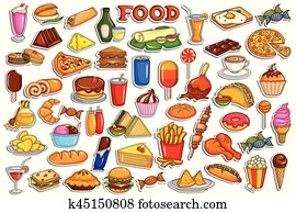 Sticker collection for food and beverage object Sticker collection for food and beverage object