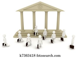 3d men going to bank 3d men going to bank