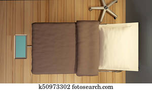 An empty bed in a nursing home. View from above.