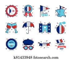bundle of bastille day icons bundle of bastille day icons