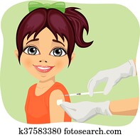 doutor, fazendo, vacina, injeção, para, menininha