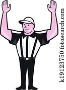 futebol americano, árbitro, touchdown, caricatura