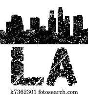 Grunge Los Angeles skyline with text Grunge Los Angeles skyline with text