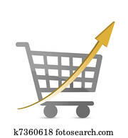 shopping cart with an arrow
