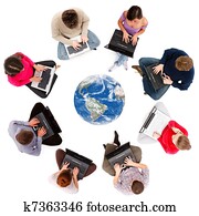 social, rede, membros, visto, de cima